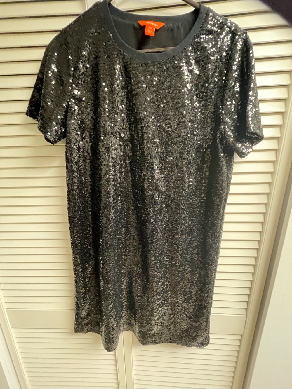 Joe Fresh Black Sequin Short Sleeve Shift Dress